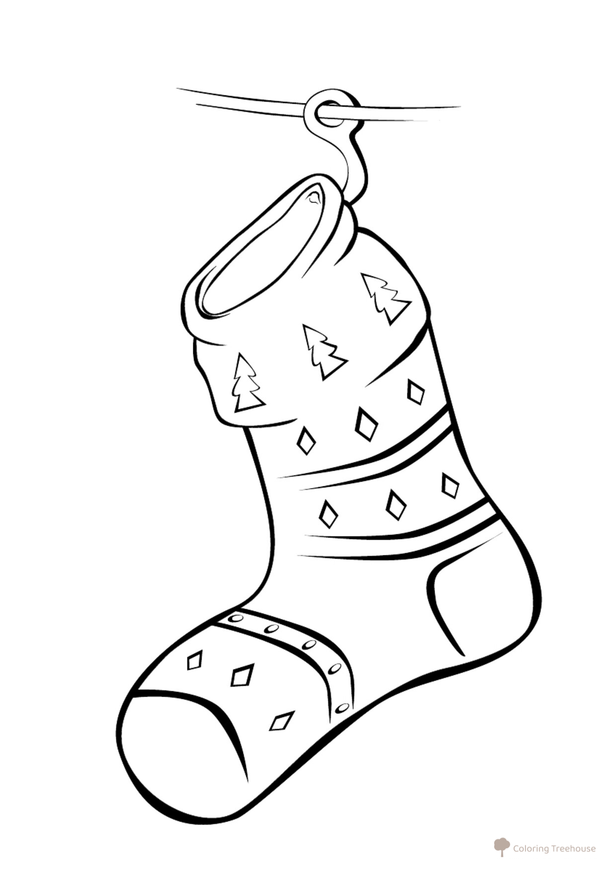Página para colorear: Calcetín de Navidad dibujo para colorear gratis de Christmas Stocking Coloring Page