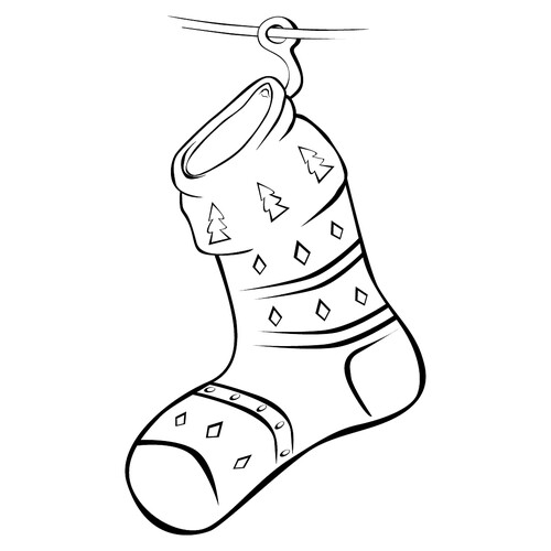 Página para colorear: Calcetín de Navidad dibujo para colorear gratis de Christmas Stocking Coloring Page