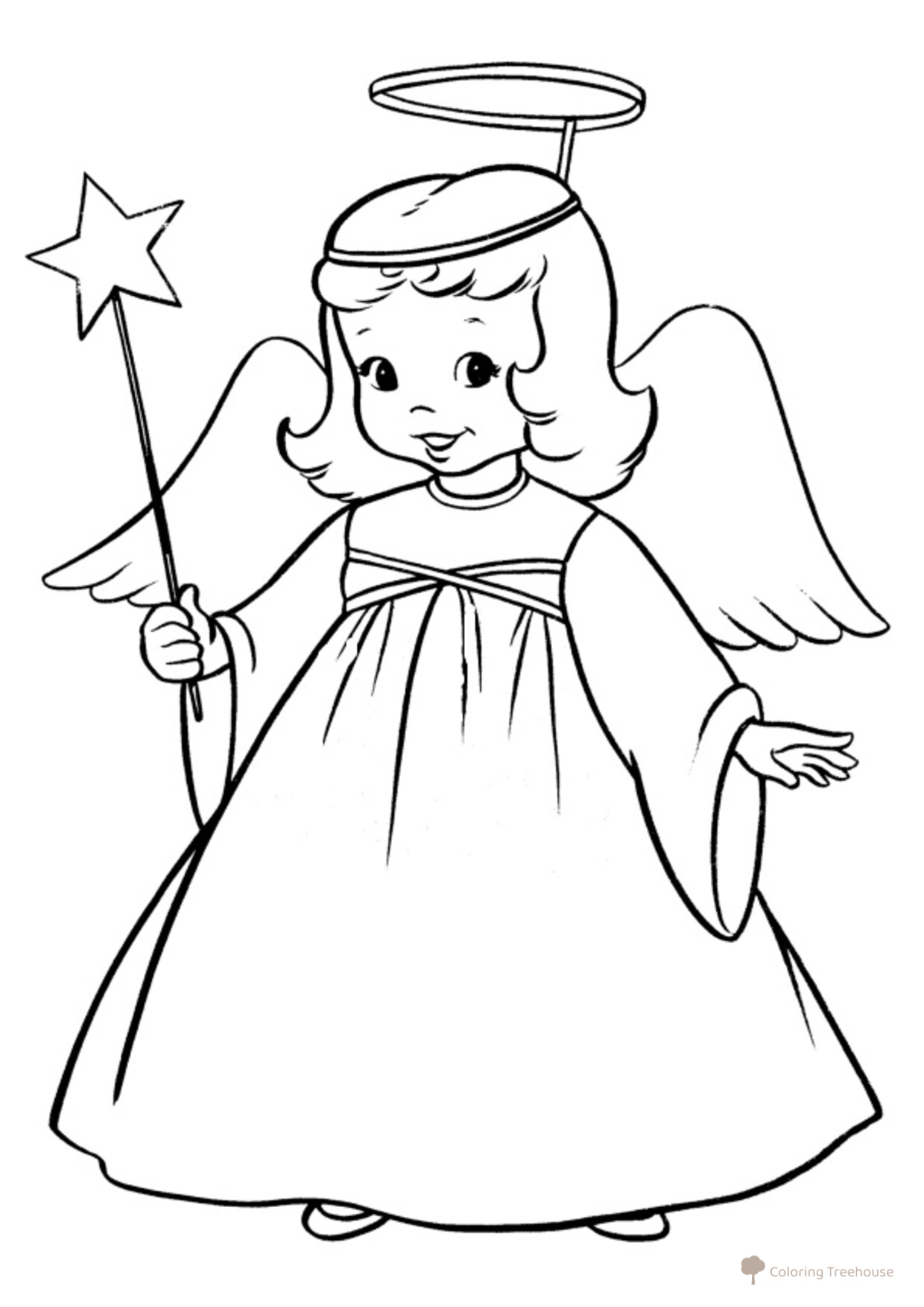 Christmas Girl-Angel Coloring Page free printable Christmas Coloring Pages for Kids coloring page
