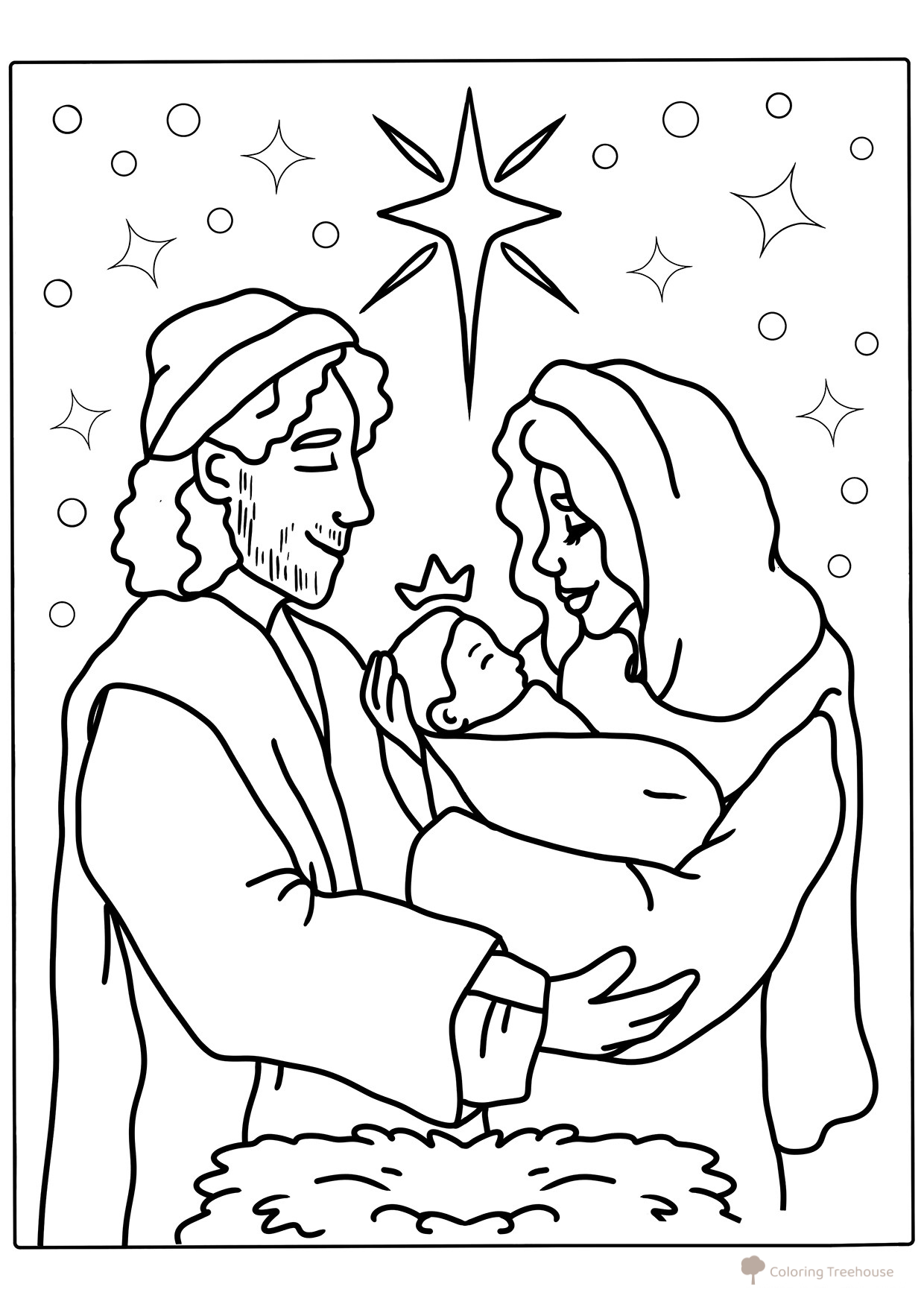 Baby Jesus in Mother's Arms Coloring Page free printable Christmas Coloring Pages for Kids coloring page