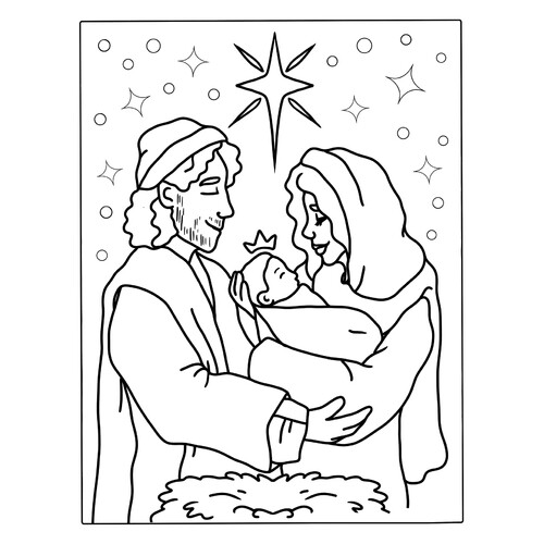 Baby Jesus in Mother's Arms Coloring Page free printable Christmas Coloring Pages for Kids coloring page