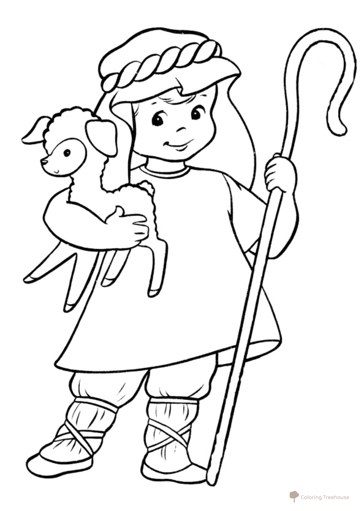 Child with a Lamb Christmas Coloring Page free printable Christmas Coloring Pages for Kids coloring page
