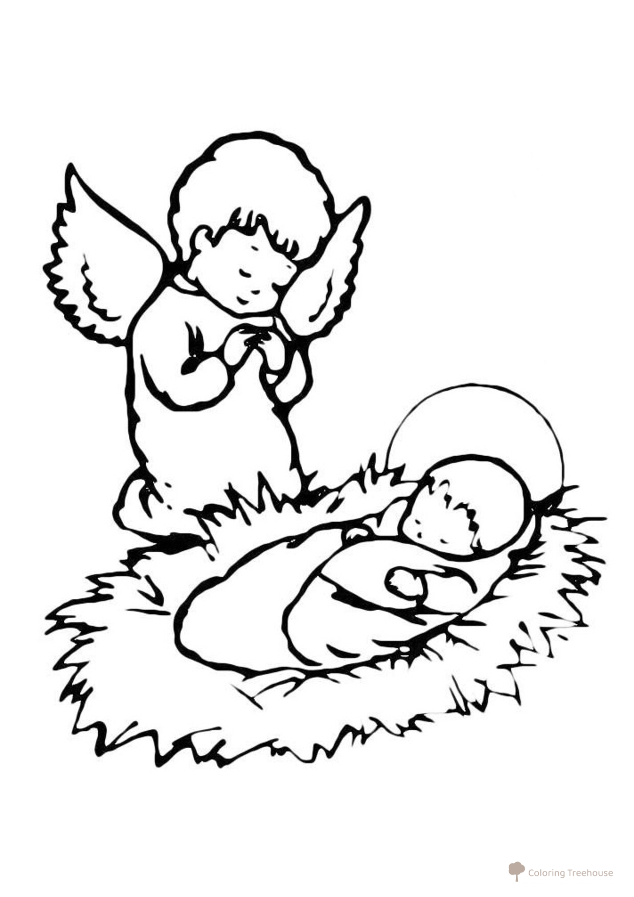 Página para colorear: Nacimiento de Cristo dibujo para colorear gratis de Páginas para colorear de Navidad para niños
