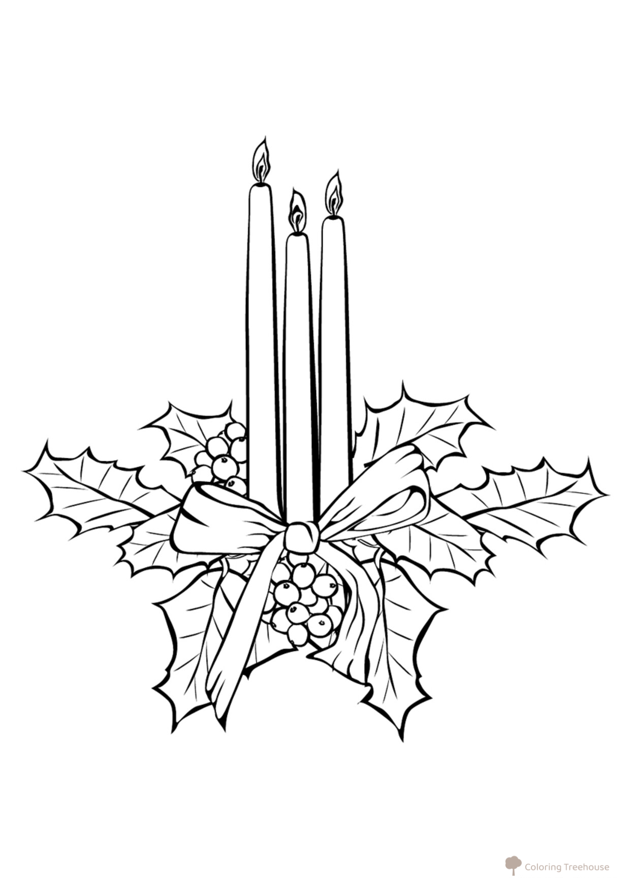 Christmas Candles Coloring Page free printable Christmas Coloring Pages for Kids coloring page