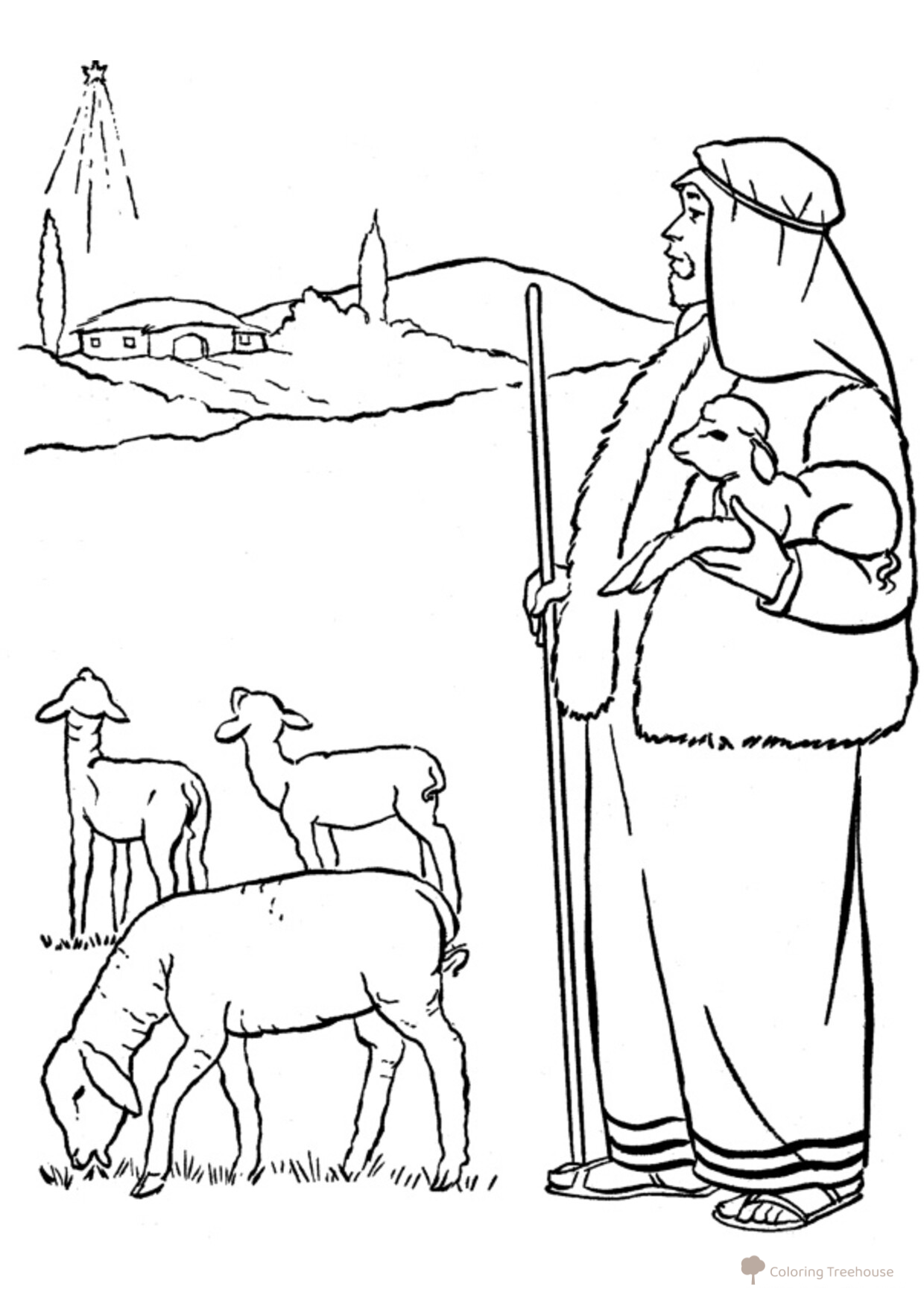 Star Announces the Birth of Christ Coloring Page free printable Christmas Coloring Pages for Kids coloring page