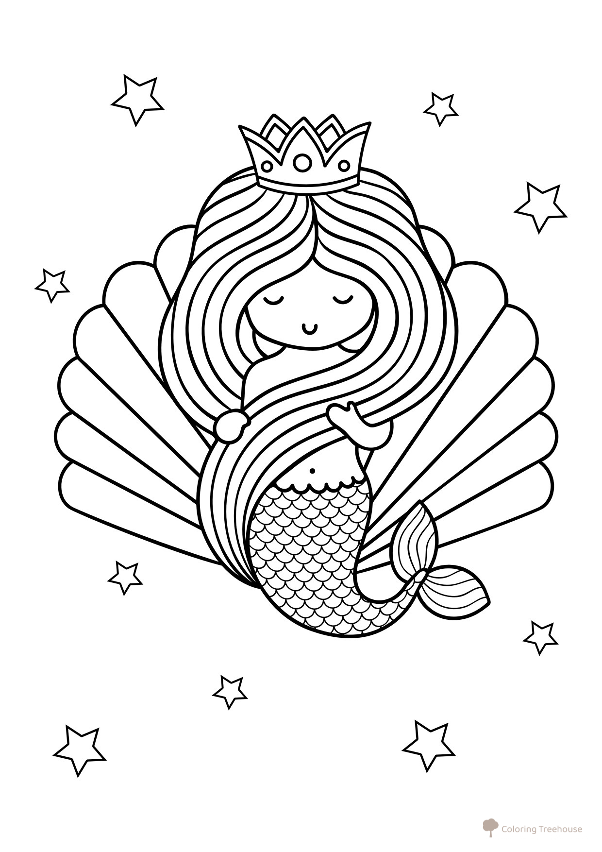Mermaid Queen Coloring Page free printable Mermaid Coloring Pages coloring page