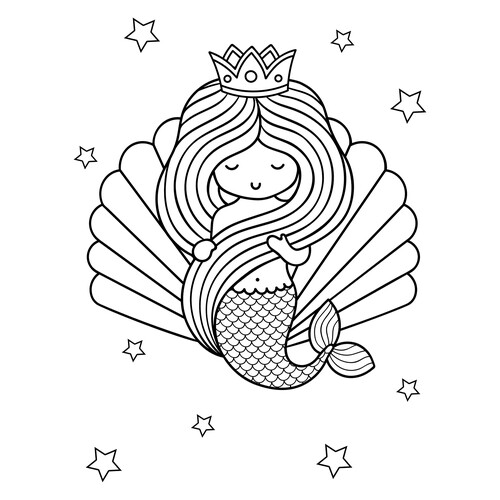 Mermaid Queen Coloring Page free printable Mermaid Coloring Pages coloring page