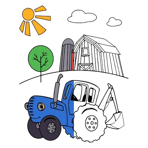 Blue Tractor Coloring Pages