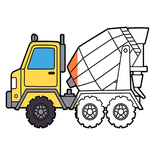 Concrete Mixer Coloring Pages