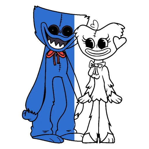 Huggy Wuggy and Kissy Missy Coloring Pages